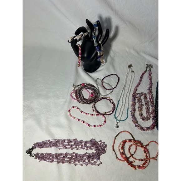 Wearable 2lbs Lot of Beaded Necklaces Bracelets Earrings Jewelry Set - Picture 4 of 6